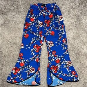 Barneys New York Blue Floral Boot Cut Pants